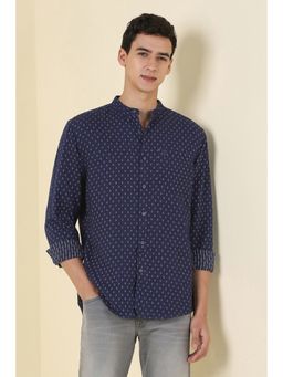 Allen Solly - Men Navy Blue Cotton Full Sleeves Regular Fit Shirt
