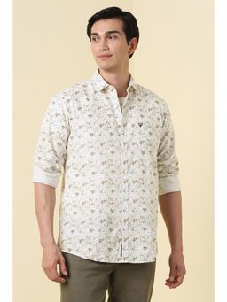 Allen Solly - Men White Cotton Blend Full Sleeves Regular Fit Shirt