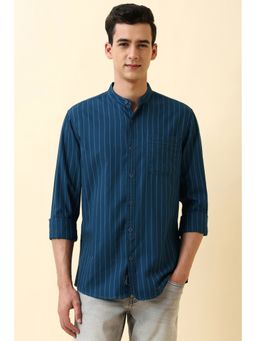 Allen Solly - Men Blue Cotton Full Sleeves Regular Fit Shirt