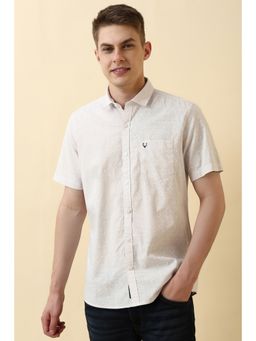 Allen Solly - Men White Cotton Half Sleeves Regular Fit Shirt