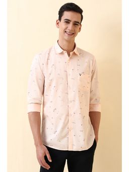 Allen Solly - Men Pink Cotton Full Sleeves Slim Fit Shirt