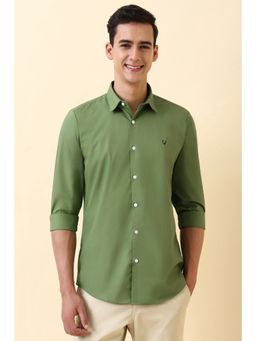 Allen Solly - Men Olive Cotton Blend Full Sleeves Slim Fit Shirt