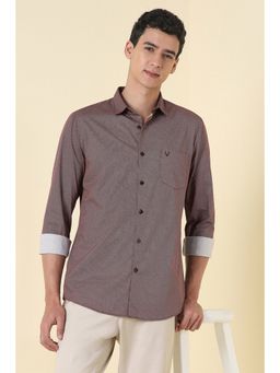 Allen Solly - Men Mauve Cotton Full Sleeves Slim Fit Shirt