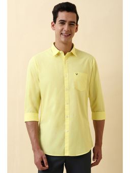 Allen Solly - Men Yellow Cotton Full Sleeves Slim Fit Shirt