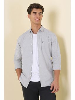 Allen Solly - Men Grey Cotton Full Sleeves Regular Fit Shirt