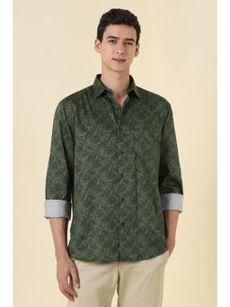 Allen Solly - Men Green Cotton Full Sleeves Regular Fit Shirt