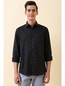 Allen Solly - Men Black Cotton Full Sleeves Slim Fit Shirt