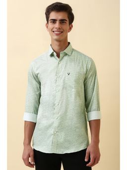 Allen Solly - Men Green Cotton Full Sleeves Slim Fit Shirt