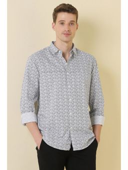 Allen Solly - Men Grey Cotton Full Sleeves Regular Fit Shirt
