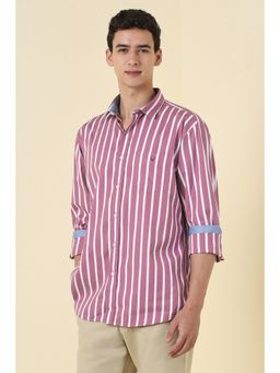 Allen Solly - Men Pink Cotton Full Sleeves Slim Fit Shirt