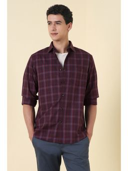 Allen Solly - Men Purple Cotton Full Sleeves Slim Fit Shirt