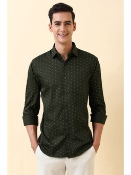 Allen Solly - Men Green Cotton Full Sleeves Slim Fit Shirt