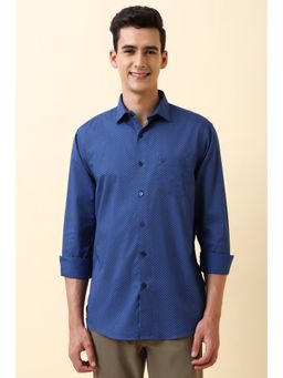 Allen Solly - Men Blue Cotton Full Sleeves Slim Fit Shirt