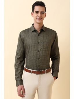Allen Solly - Men Green Cotton Full Sleeves Regular Fit Shirt