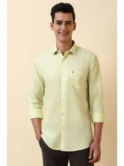 Allen Solly - Men Yellow Cotton Full Sleeves Slim Fit Shirt