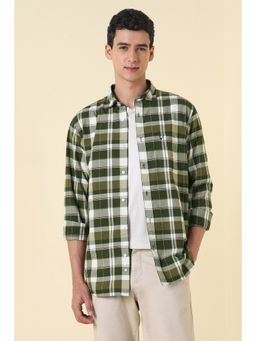 Allen Solly - Men Green Cotton Full Sleeves Slim Fit Shirt