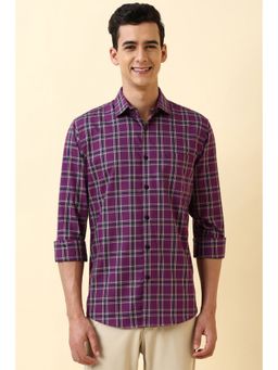 Allen Solly - Men Purple Cotton Full Sleeves Slim Fit Shirt