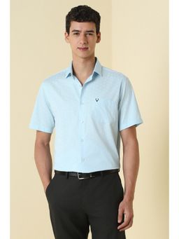 Allen Solly - Men Blue Cotton Half Sleeves Regular Fit Shirt