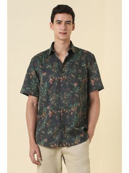 Allen Solly - Men Black Cotton Half Sleeves Slim Fit Shirt