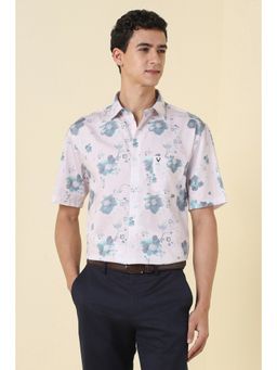 Allen Solly - Men Pink Cotton Half Sleeves Slim Fit Shirt