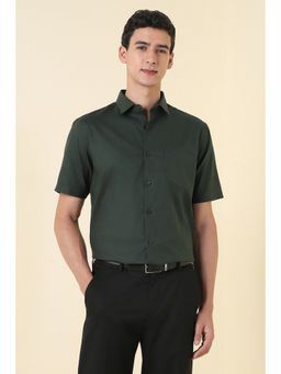 Allen Solly - Men Green Cotton Half Sleeves Regular Fit Shirt