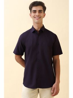 Allen Solly - Men Purple Cotton Half Sleeves Slim Fit Shirt