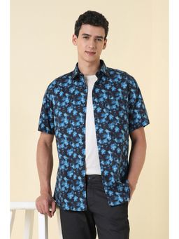 Allen Solly - Men Blue Cotton Half Sleeves Regular Fit Shirt
