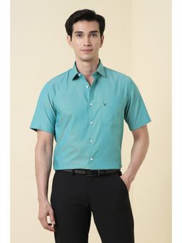 Allen Solly - Men Blue Cotton Half Sleeves Slim Fit Shirt