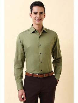 Allen Solly - Men Olive Cotton Full Sleeves Regular Fit Shirt