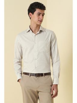 Allen Solly - Men Beige Cotton Full Sleeves Regular Fit Shirt
