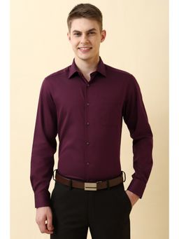 Allen Solly - Men Maroon Cotton Full Sleeves Regular Fit Shirt