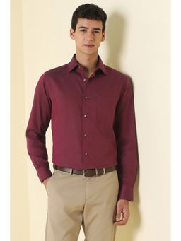Allen Solly - Men Maroon Cotton Full Sleeves Regular Fit Shirt