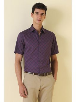 Allen Solly - Men Purple Cotton Half Sleeves Regular Fit Shirt