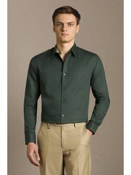 Louis Philippe - Men Green Cotton Full Sleeves Regular Fit Shirt