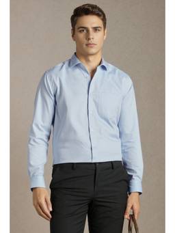 Louis Philippe - Men Blue Cotton Full Sleeves Regular Fit Shirt
