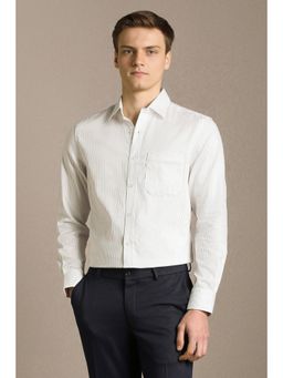 Louis Philippe - Men White Cotton Full Sleeves Regular Fit Shirt
