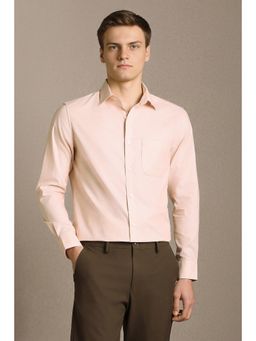 Louis Philippe - Men Pink Cotton Full Sleeves Regular Fit Shirt