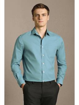 Louis Philippe - Men Blue Cotton Full Sleeves Regular Fit Shirt