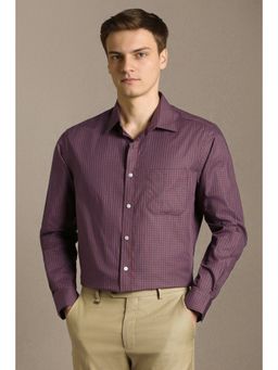 Louis Philippe - Men Purple Cotton Full Sleeves Regular Fit Shirt