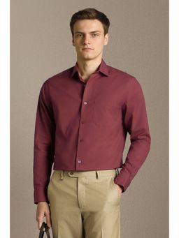 Louis Philippe - Men Maroon Cotton Full Sleeves Regular Fit Shirt