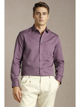 Louis Philippe - Men Purple Cotton Full Sleeves Regular Fit Shirt