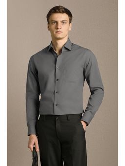 Louis Philippe - Men Grey Cotton Full Sleeves Regular Fit Shirt