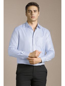 Louis Philippe - Men Blue Cotton Full Sleeves Regular Fit Shirt