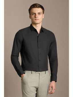 Louis Philippe - Men Black Cotton Full Sleeves Regular Fit Shirt