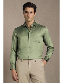 Louis Philippe - Men Green Silk Full Sleeves Regular Fit Shirt