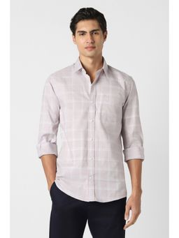 Peter England - Men Mauve Cotton Full Sleeves Slim Fit Shirt