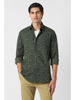 Peter England - Men Green Cotton Full Sleeves Slim Fit Shirt
