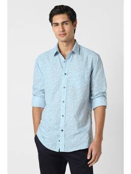 Peter England - Men Blue Cotton Full Sleeves Slim Fit Shirt