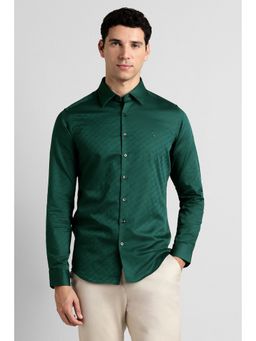 Simon Carter - Men Green Cotton Full Sleeves Regular Fit Shirt