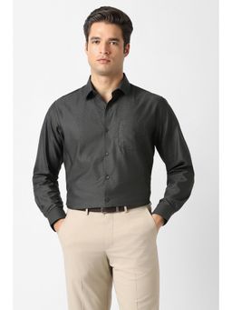 Van Heusen - Men Green Cotton Full Sleeves Regular Fit Shirt